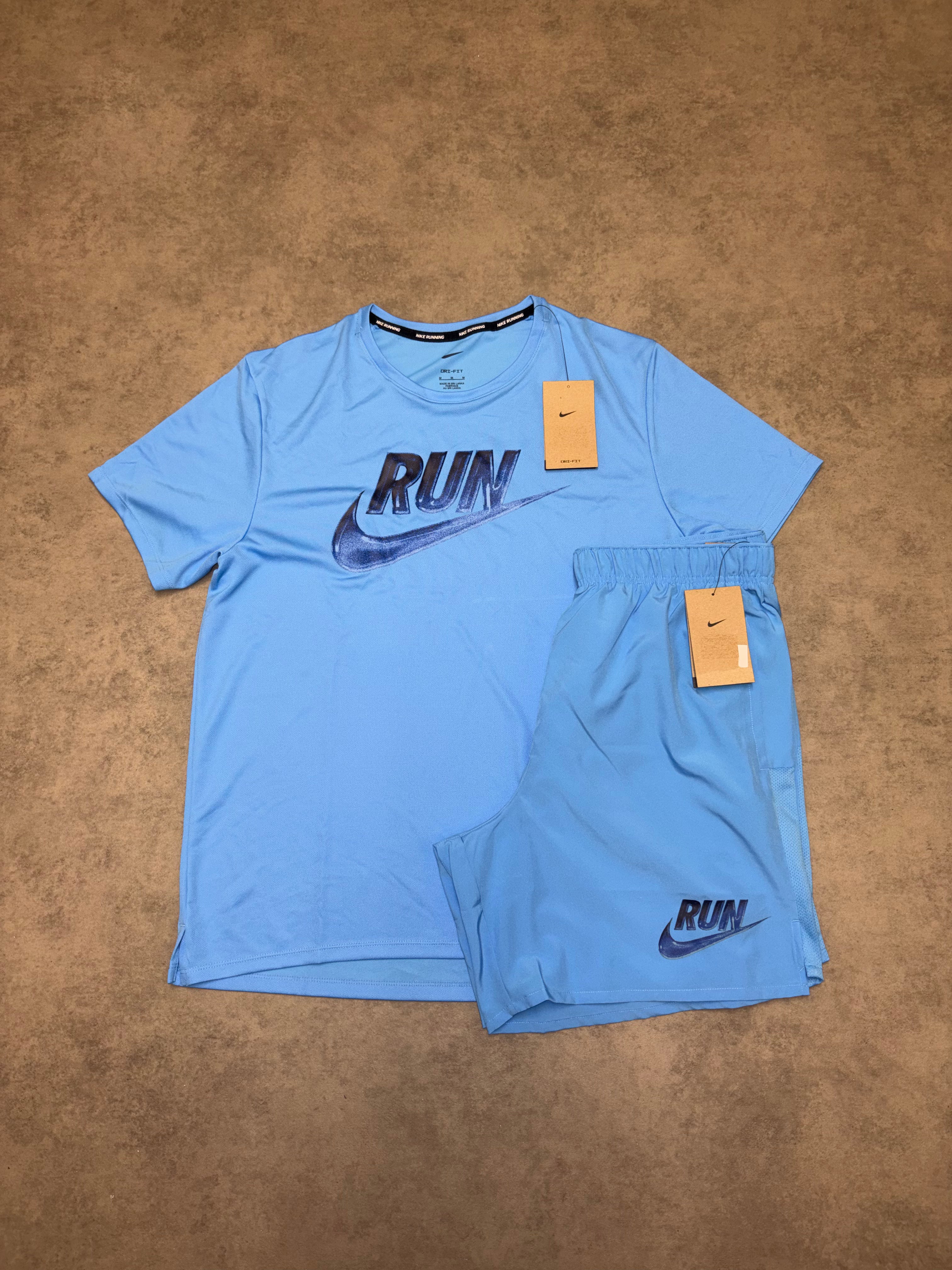 Nike Run Energy Top & Shorts Set - University Blue