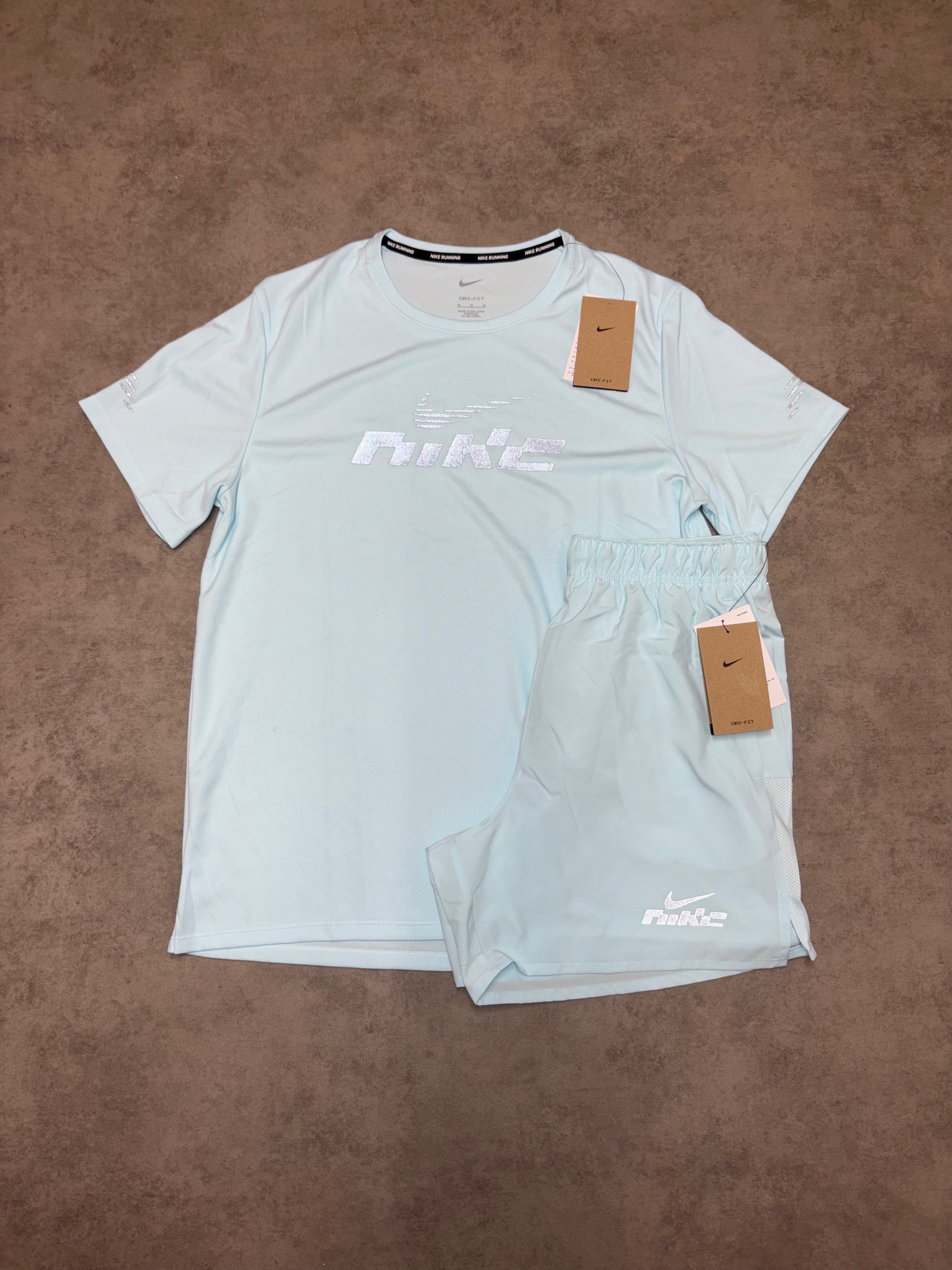 Nike Flash Top & Shorts Set - Ice Blue